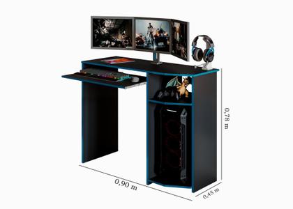 Imagem de Escrivaninha Mesa de Computador Gamer Quarto ou Escritório com Suporte CPU Azul/Preto