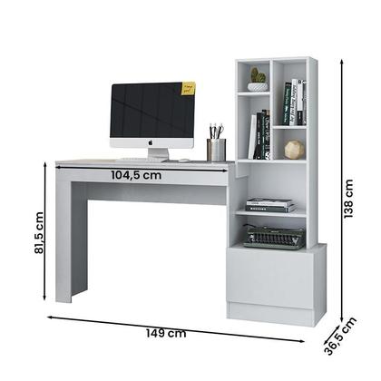 Imagem de Escrivaninha Mesa de Computador Lion com Estante e 1 Gaveta