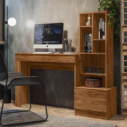 Imagem de Escrivaninha Mesa de Computador Lion com Estante e 1 Gaveta