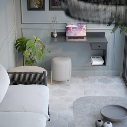 Imagem de Escrivaninha Mesa De Computador Notebook Suspensa Parede Com Gaveta Várias Cores