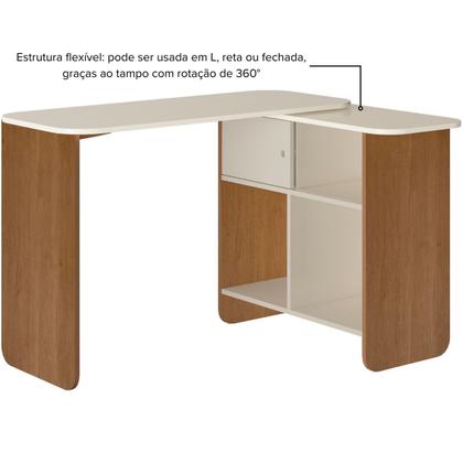 Imagem de Escrivaninha Mesa de Computador Tampo Rotatório Flexível com Nichos Nomad