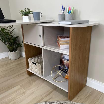 Imagem de Escrivaninha Mesa de Computador Tampo Rotatório Flexível com Nichos Nomad