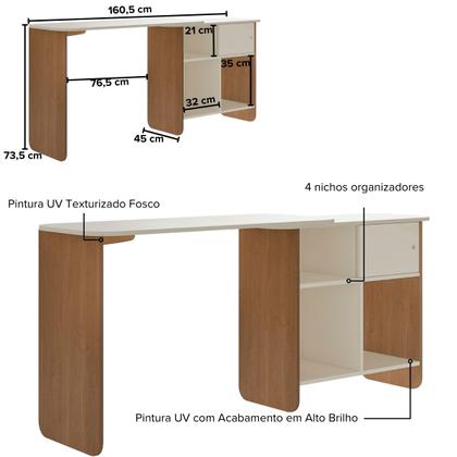 Imagem de Escrivaninha Mesa de Computador Tampo Rotatório Flexível com Nichos Nomad