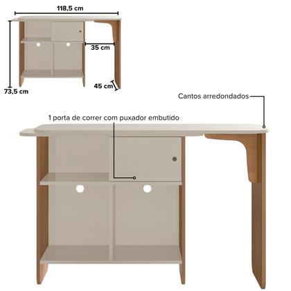 Imagem de Escrivaninha Mesa de Computador Tampo Rotatório Flexível com Nichos Nomad
