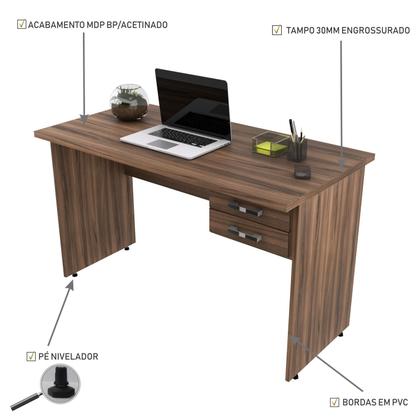 Imagem de Escrivaninha Mesa De Escritório 1,20m Tampo 30mm C/02gavetas