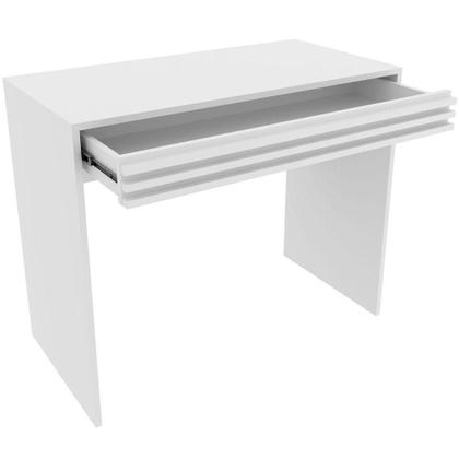 Imagem de Escrivaninha Mesa De Escritório 90 Cm 1 Gaveta Ripado Branco