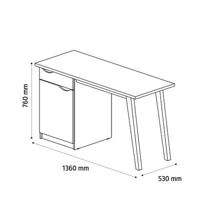Imagem de Escrivaninha/Mesa de Escritório Com 1 Gaveta 1 Armário com Porta - Branco com Cumaru - Prism - Patrimar Móveis