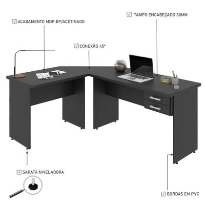 Imagem de Escrivaninha Mesa De Escritório Em L 1,80x1,40m C/02gavetas