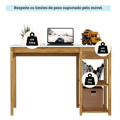Imagem de Escrivaninha Mesa de Estudo 1 Gaveta em MDF Popy Móveis Peroba