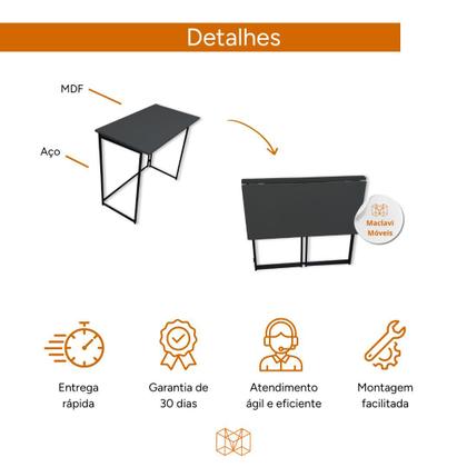 Imagem de Escrivaninha Mesa Dobravel Apoio Estudo Trabalho Notebook Pc Industrial Preta