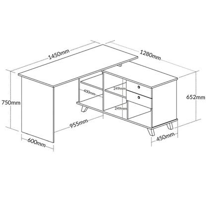 Imagem de Escrivaninha Mesa em L Escritório com Gavetas e Nichos Gold