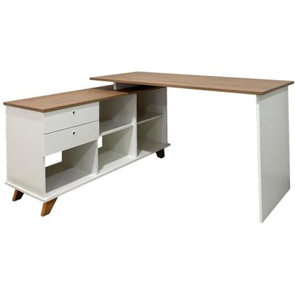 Imagem de Escrivaninha Mesa em L Escritório com Gavetas e Nichos Gold