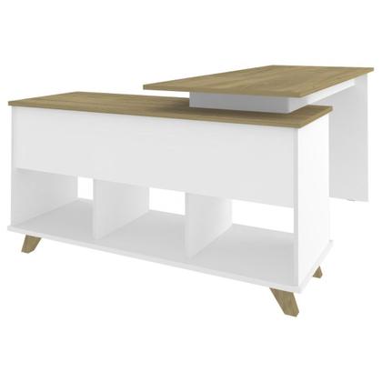 Imagem de Escrivaninha Mesa em L Escritório com Gavetas e Nichos Gold