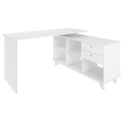 Imagem de Escrivaninha Mesa em L Escritório com Gavetas e Nichos Gold