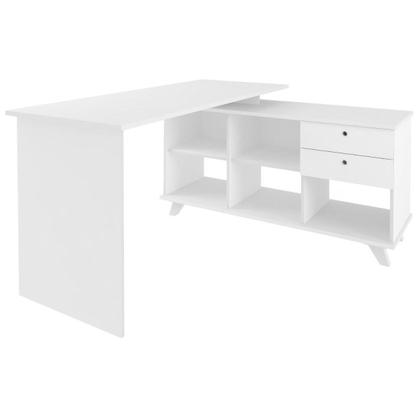 Imagem de Escrivaninha Mesa em L Escritório com Gavetas e Nichos Gold