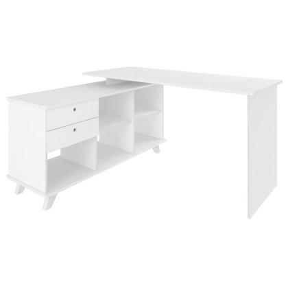 Imagem de Escrivaninha Mesa em L Escritório com Gavetas e Nichos Gold