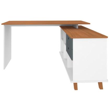 Imagem de Escrivaninha Mesa em L Escritório com Gavetas e Nichos Gold