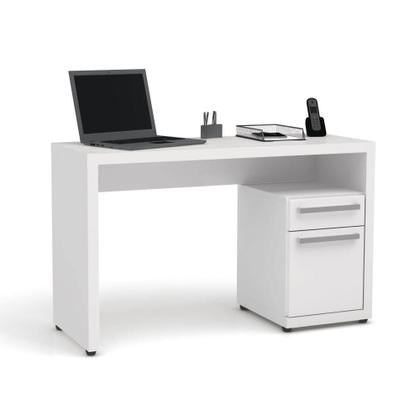 Imagem de Escrivaninha Mesa em MDP Para Computador 1 Nichos 2 Gavetas Quarto Home Office Minimalista Branco