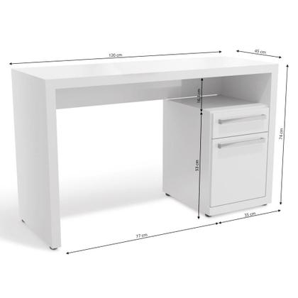 Imagem de Escrivaninha Mesa em MDP Para Computador 1 Nichos 2 Gavetas Quarto Home Office Minimalista Branco
