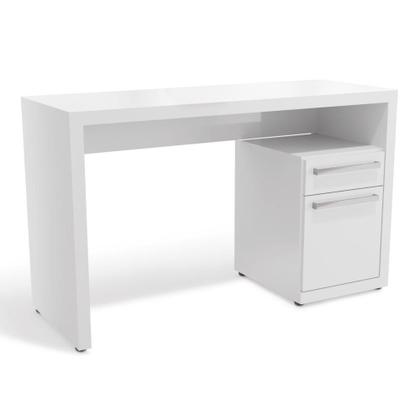 Imagem de Escrivaninha Mesa em MDP Para Computador 1 Nichos 2 Gavetas Quarto Home Office Minimalista Branco