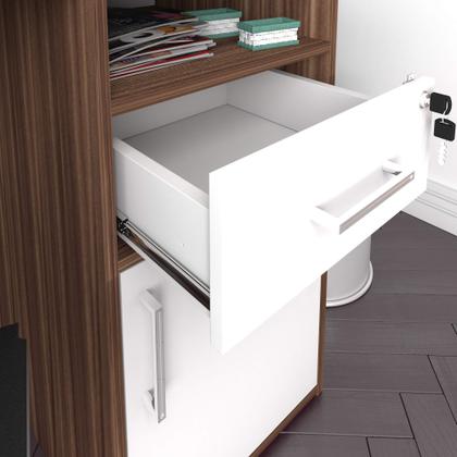 Imagem de Escrivaninha Mesa Escritório 1 Porta 1 Gaveta com Chave 1 Nicho