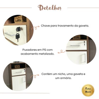 Imagem de Escrivaninha Mesa Escritório 1 Porta 1 Gaveta com Chave 1 Nicho