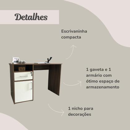 Imagem de Escrivaninha Mesa Escritório 1 Porta 1 Gaveta com Chave 1 Nicho