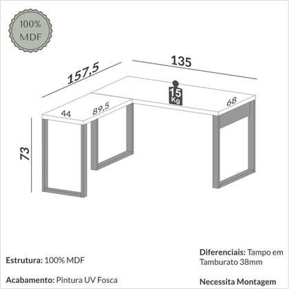 Imagem de Escrivaninha Mesa Escritório 100% Mdf Industrial