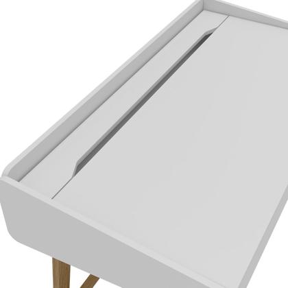 Imagem de Escrivaninha Mesa Escritório 100% MDF Retrô Havana 2 Gavetas 110cm Branco e Marrom