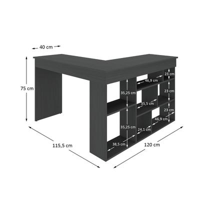 Imagem de Escrivaninha Mesa Escritório 115,5x120cm em L 8 Nichos Montecello Yescasa