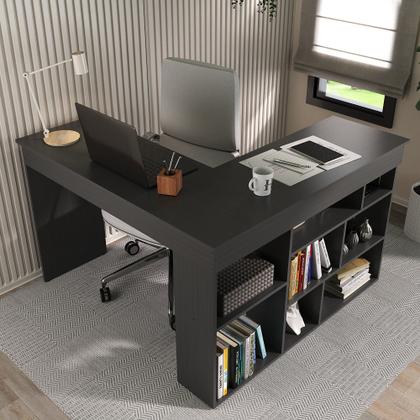 Imagem de Escrivaninha Mesa Escritório 115,5x120cm em L 8 Nichos Montecello Yescasa