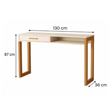 Imagem de Escrivaninha Mesa Escritório 130cm 1 Gaveta Entrada USB Integrada