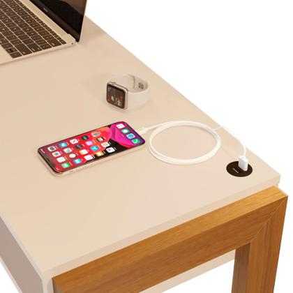 Imagem de Escrivaninha Mesa Escritório 130cm 1 Gaveta Entrada USB Integrada