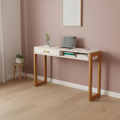 Imagem de Escrivaninha Mesa Escritório 130cm 1 Gaveta Entrada USB Integrada