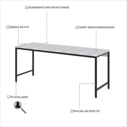 Imagem de Escrivaninha Mesa Escritório 180cm Estilo Industrial Diretor Active Yescasa