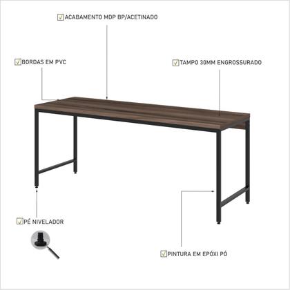 Imagem de Escrivaninha Mesa Escritório 180cm Estilo Industrial Diretor Active Yescasa