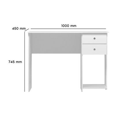 Imagem de Escrivaninha Mesa Escritório 2 Gavetas 100cm Branco