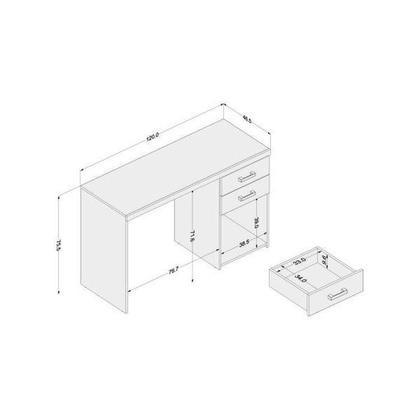 Imagem de Escrivaninha Mesa Escritório 2 Gavetas 120cm com Gaveteiro 3 Gavetas Maia