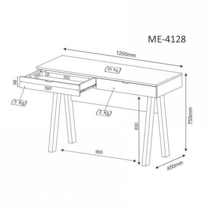 Imagem de Escrivaninha Mesa Escritório 2 Gavetas Me 4128