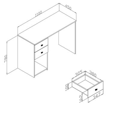 Imagem de Escrivaninha Mesa Escritório 2 Gavetas Msm412