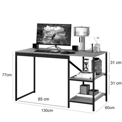 Imagem de Escrivaninha Mesa Escritório 2 Prateleiras 130cm Slim Espresso Móveis