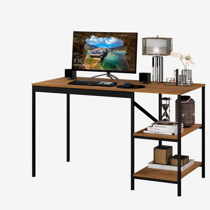 Imagem de Escrivaninha Mesa Escritório 2 Prateleiras 130cm Slim Espresso Móveis