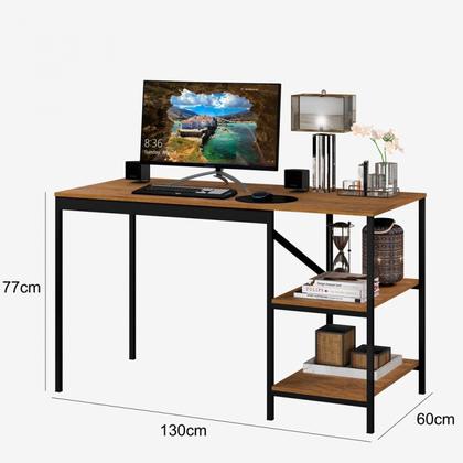 Imagem de Escrivaninha Mesa Escritório 2 Prateleiras 130cm Slim Espresso Móveis