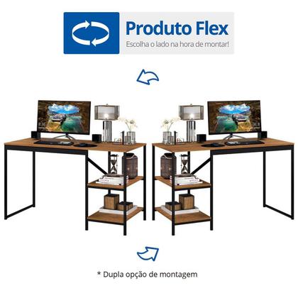 Imagem de Escrivaninha Mesa Escritório 2 Prateleiras 130cm Slim Espresso Móveis
