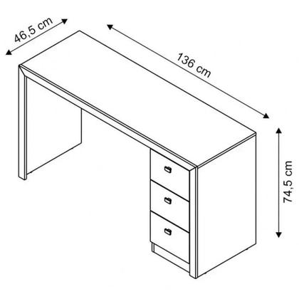 Imagem de Escrivaninha Mesa Escritório 3 Gavetas Me4102