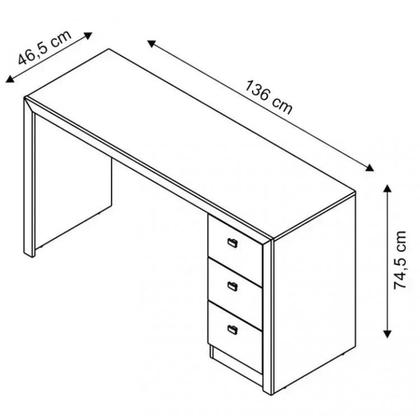 Imagem de Escrivaninha Mesa Escritório 3 Gavetas Me4102