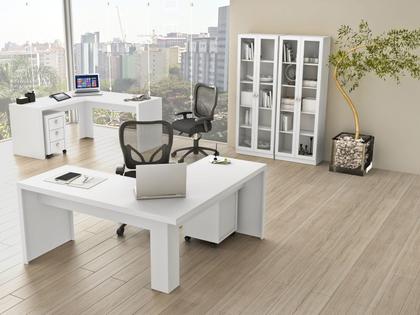 Imagem de Escrivaninha Mesa Escritório Angular em L ME4116 157,3cm Branco