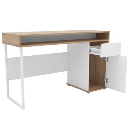 Imagem de Escrivaninha Mesa Escritório Chicago 1 Gaveta 1 Porta 120cm Industrial Branco
