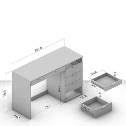 Imagem de Escrivaninha Mesa Escritório Columbus 7 Gavetas 120cm Yescasa Branco