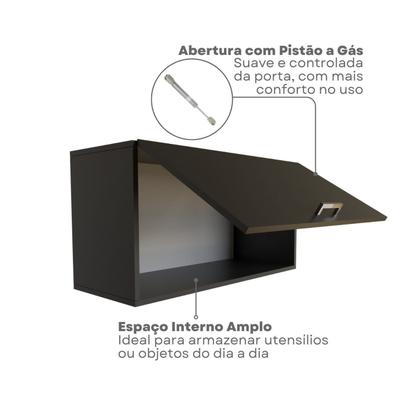 Imagem de Escrivaninha Mesa Escritório com Armário Baixo e Aéreo com Chave 200cm Modular Kitcubos